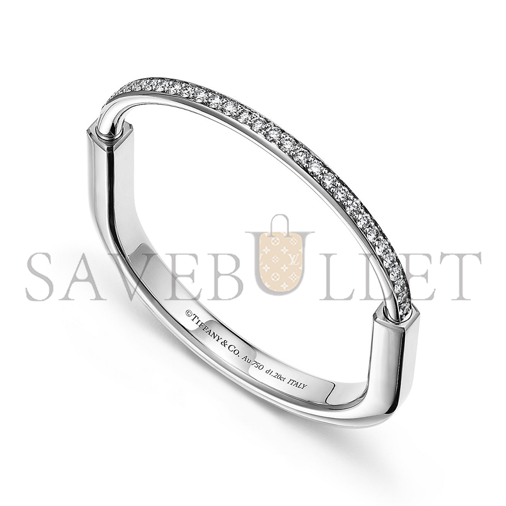 TIFFANY LOCK BANGLE IN WHITE GOLD WITH HALF PAVÉ DIAMONDS  70425300